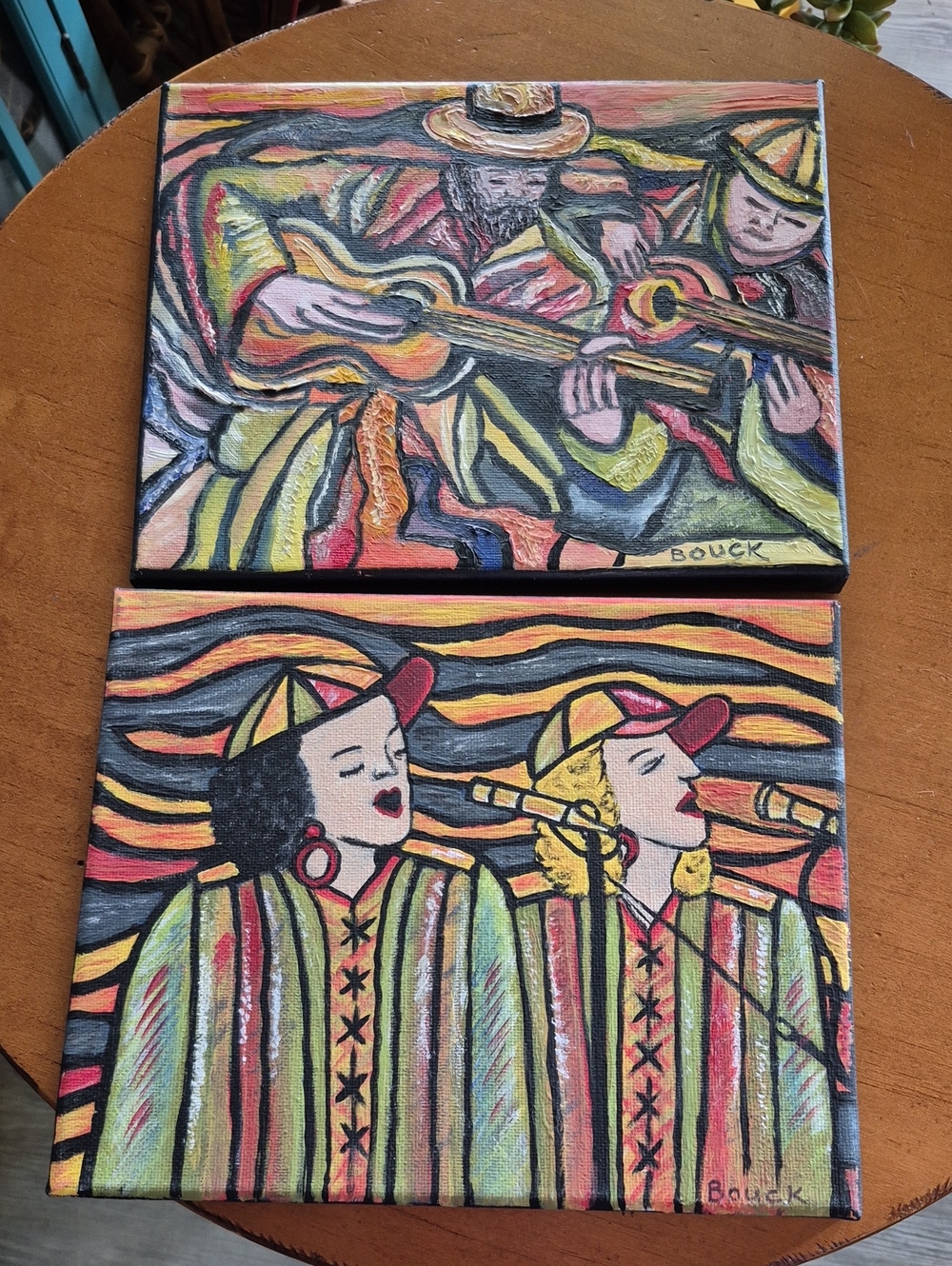 Original Musician Duo Canvas Art Set By Artist Bouck - Multi-Color. 8x10